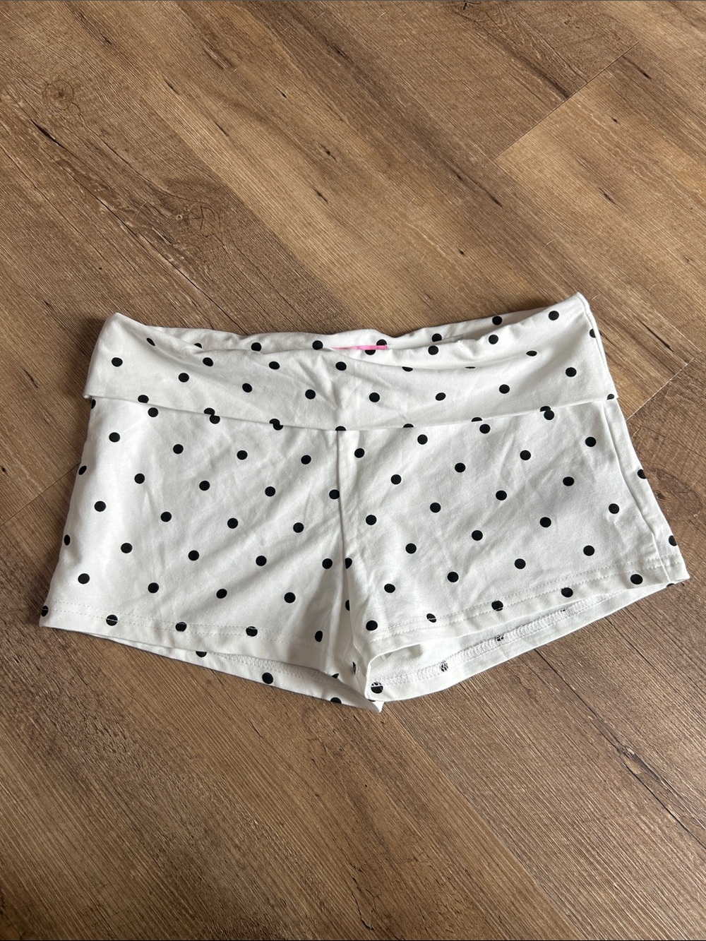 Edikted White Polka Dot Fold-Over Shorts